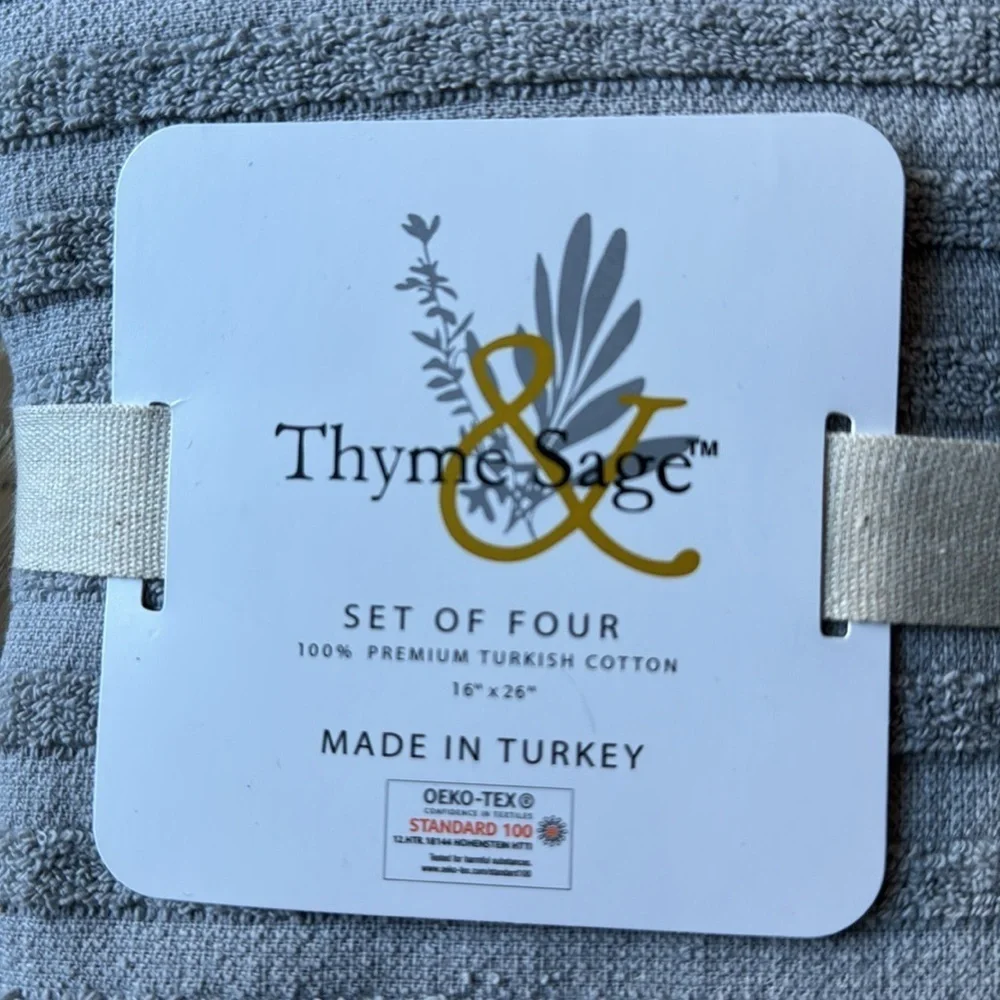 NWT Thyme & Sage kitchenTowels Grey 100% Turkish Cotton 16’ X 26’ modern